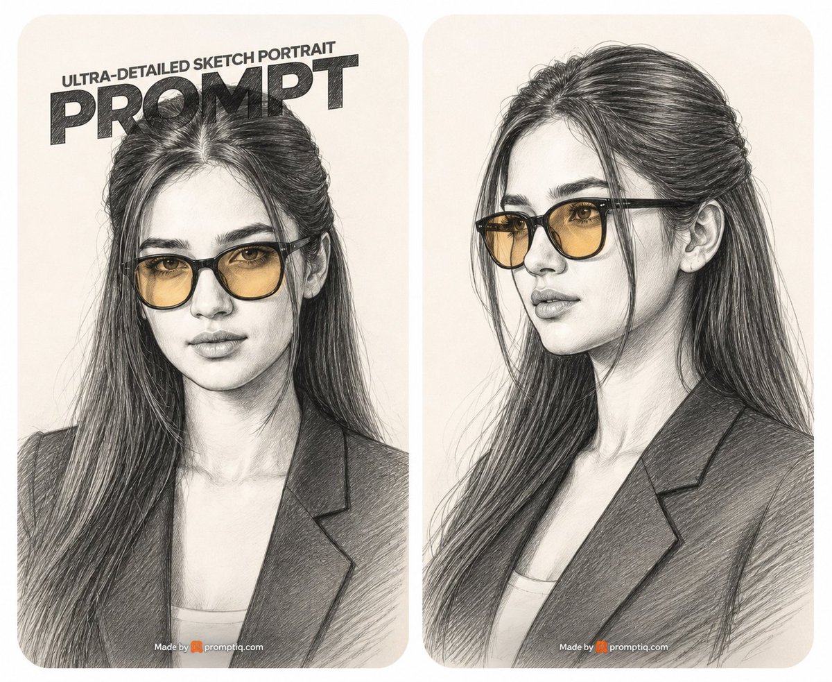 Social Media Post - Two-Panel Graphite Portrait Poster — output 1