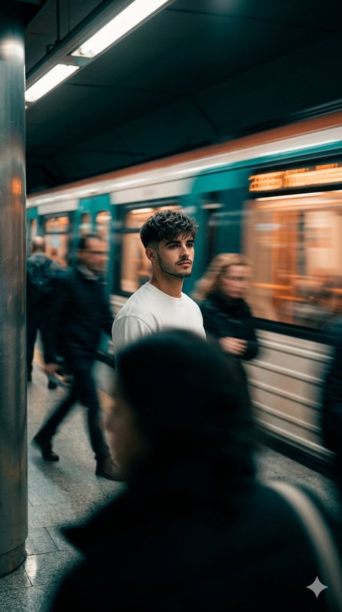 Cinematic Subway Motion Blur Portrait — output 1