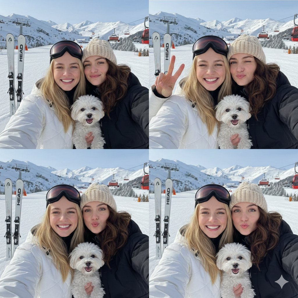 2x2 Winter Ski Selfie Collage with Dog — output 1
