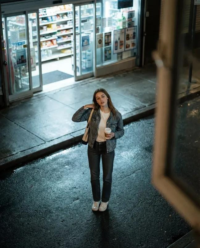 High-Angle Night Street Fashion Photograph — output 1