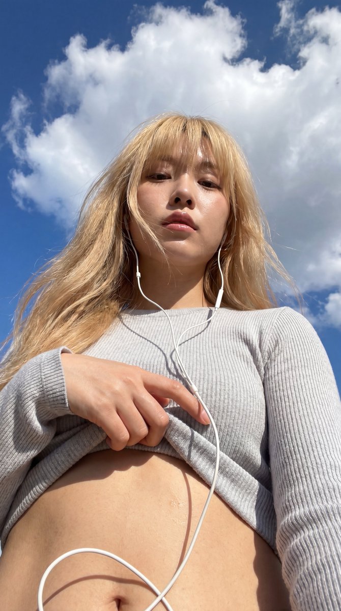 Profile / Avatar - Realistic Outdoor Low Angle Sky Selfie — output 1