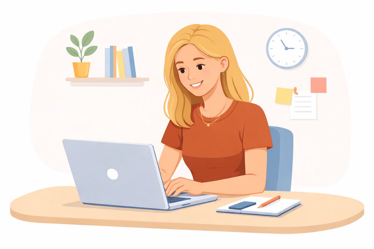 Flat vector illustration of a woman working — output 1