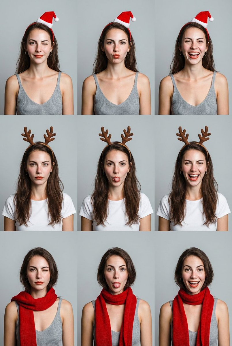 Profile / Avatar - 9-Grid Minimalist Christmas Portrait Prompt — output 1
