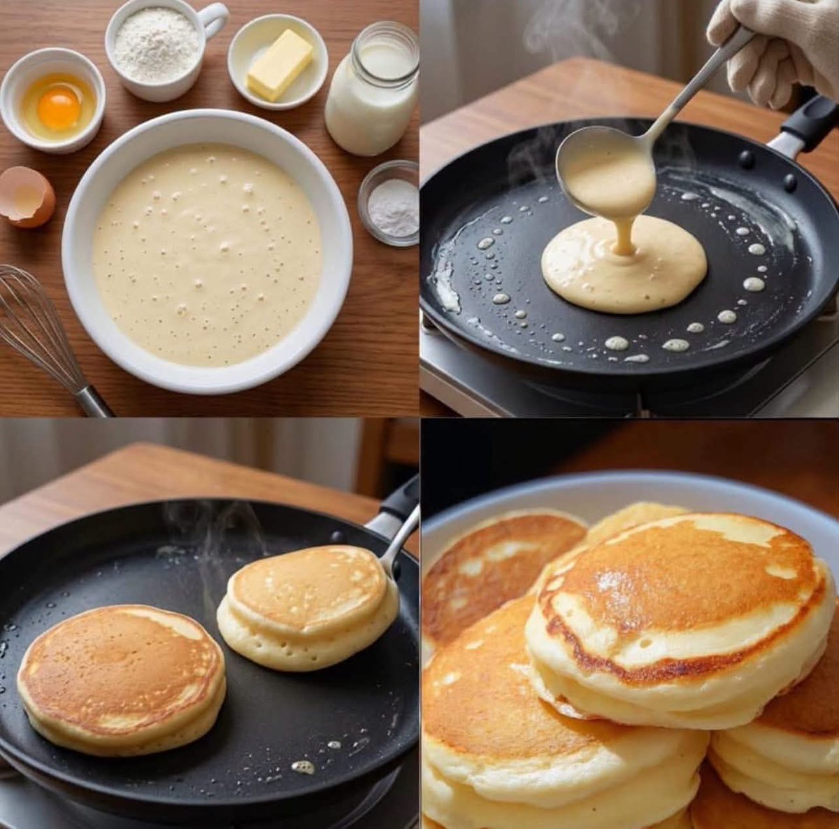Infographic / Edu Visual - Step-by-Step Pancake Process Collage — output 1