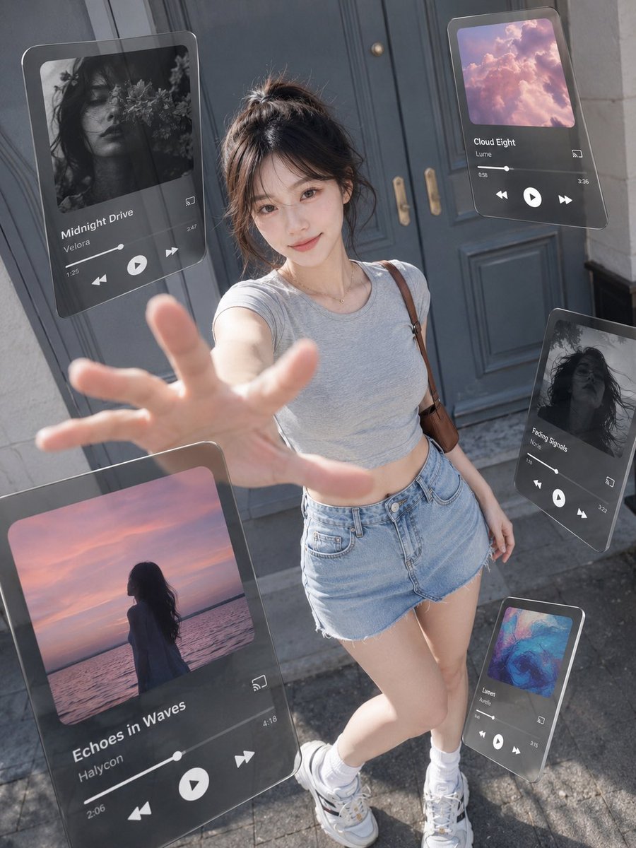 Product Marketing - Floating Music UI Street Portrait — output 1