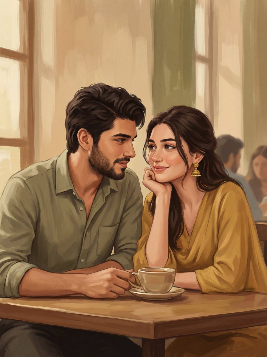 2D Digital Painting Prompt for Intimate Cafe Scene — output 1