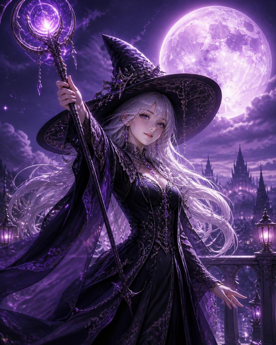 Game Asset - Silver Haired Witch Moonlight — output 1