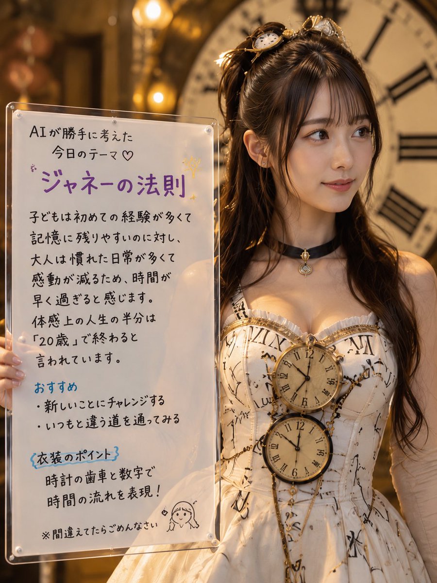 Infographic / Edu Visual - Steampunk Clock Girl with Japanese Sign — output 1