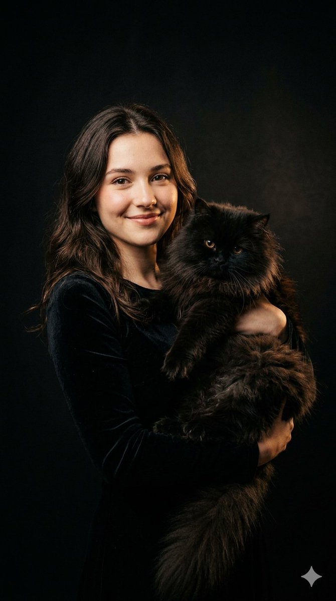 Profile / Avatar - Cinematic Girl and Fluffy Cat Portrait — output 1