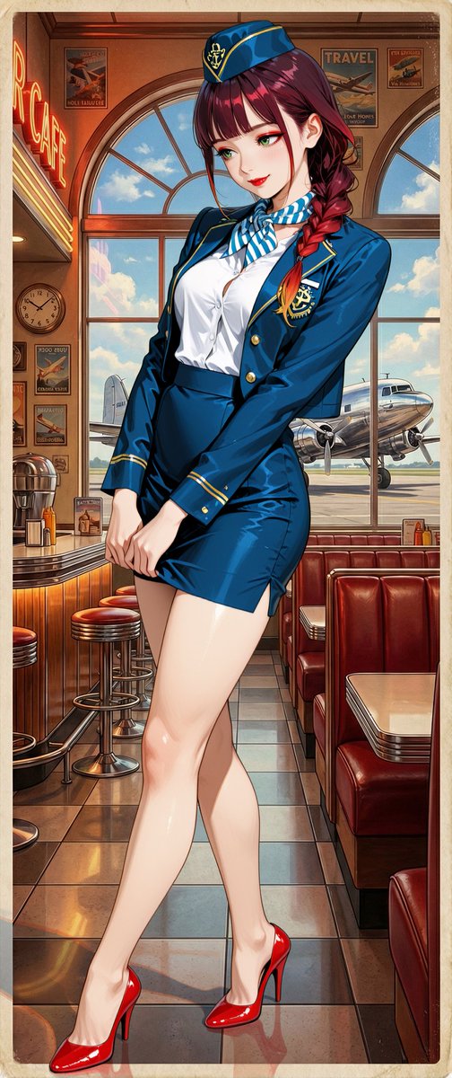 Retro American Pinup Background Prompt (Airport Cafe) — output 1