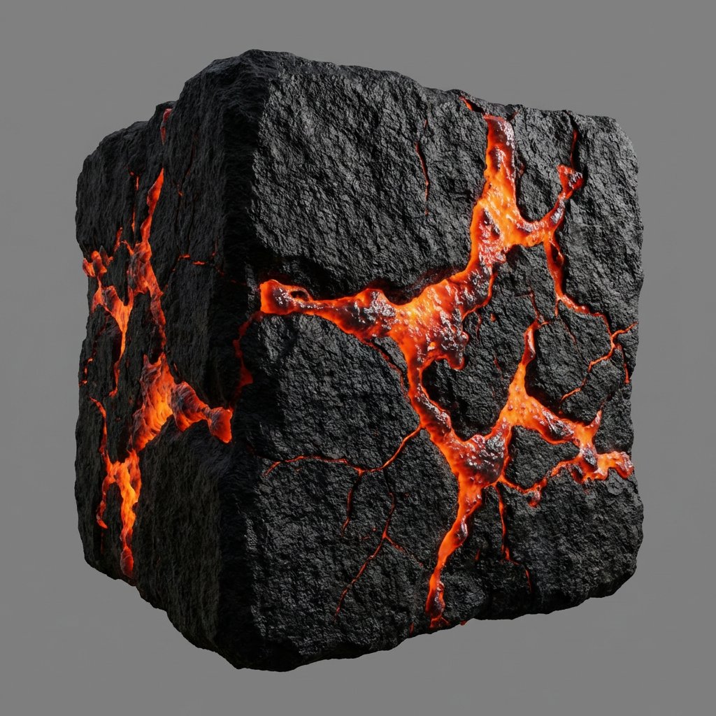 Game Asset - Lava Stone Texture Cube — output 1
