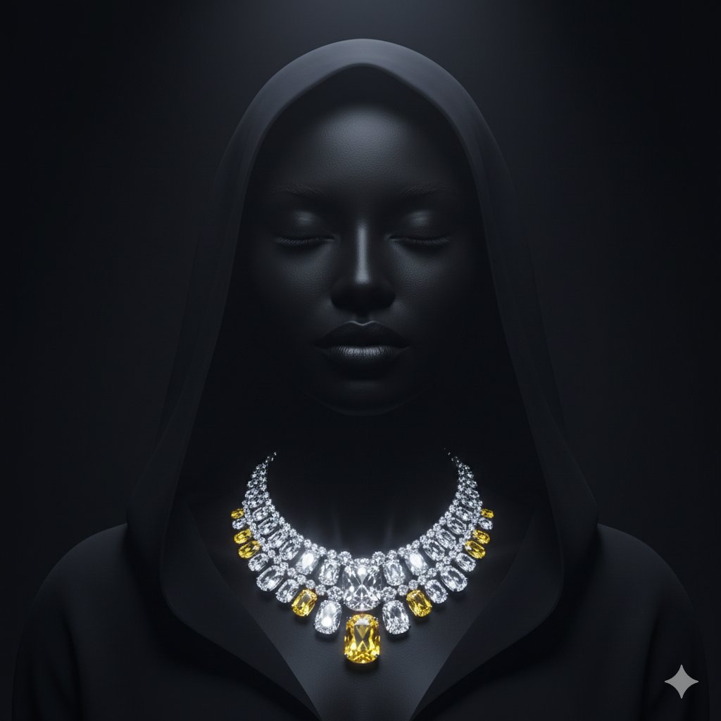 Dramatic Low-Key Portrait with Glowing Gemstones — output 1