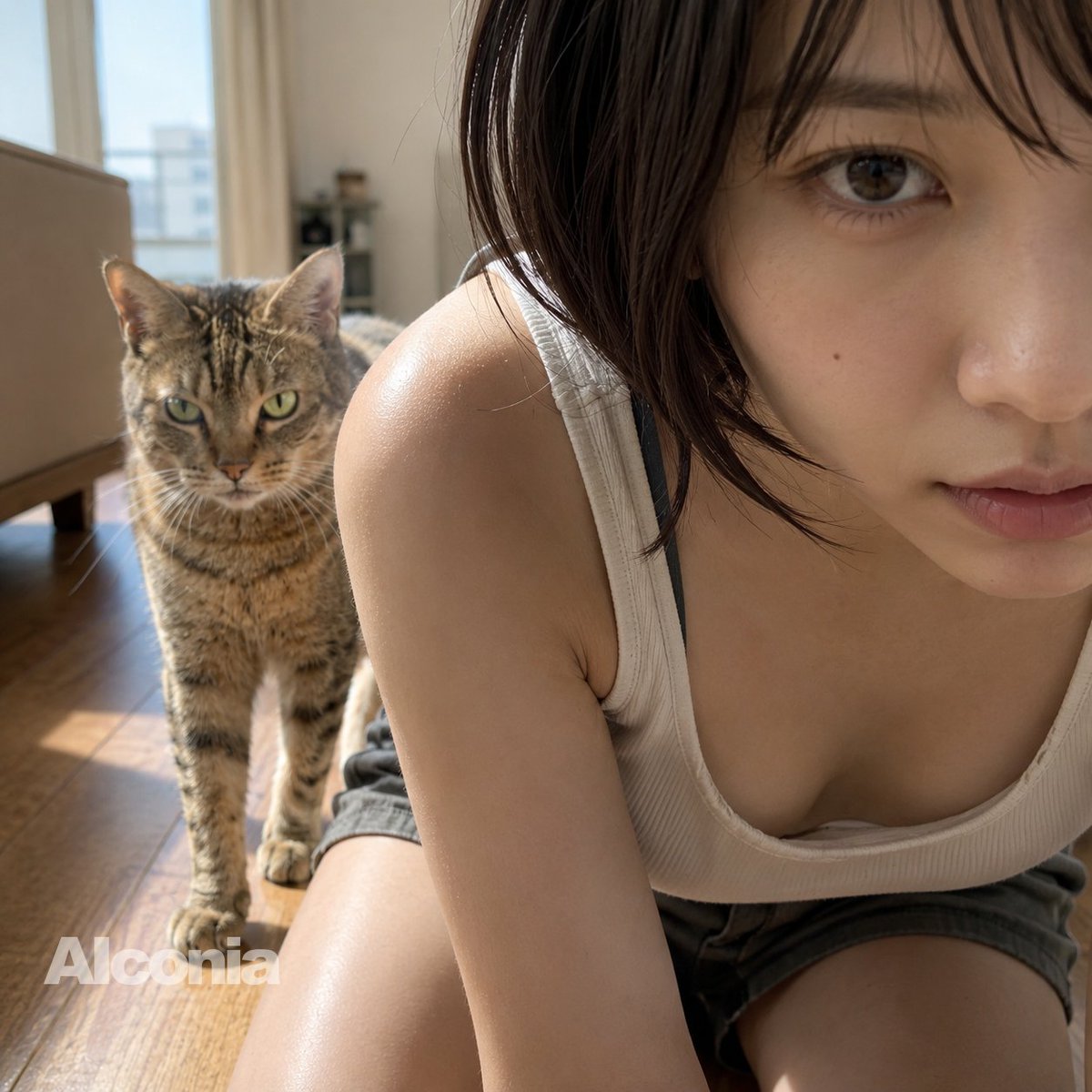 Profile / Avatar - Morning Selfie With Tabby Cat — output 1