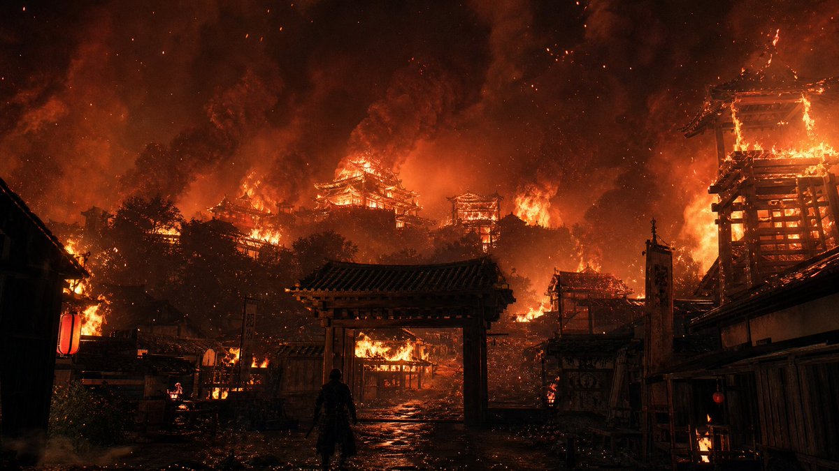 Comic / Storyboard - Burning Feudal Japanese Village — output 1