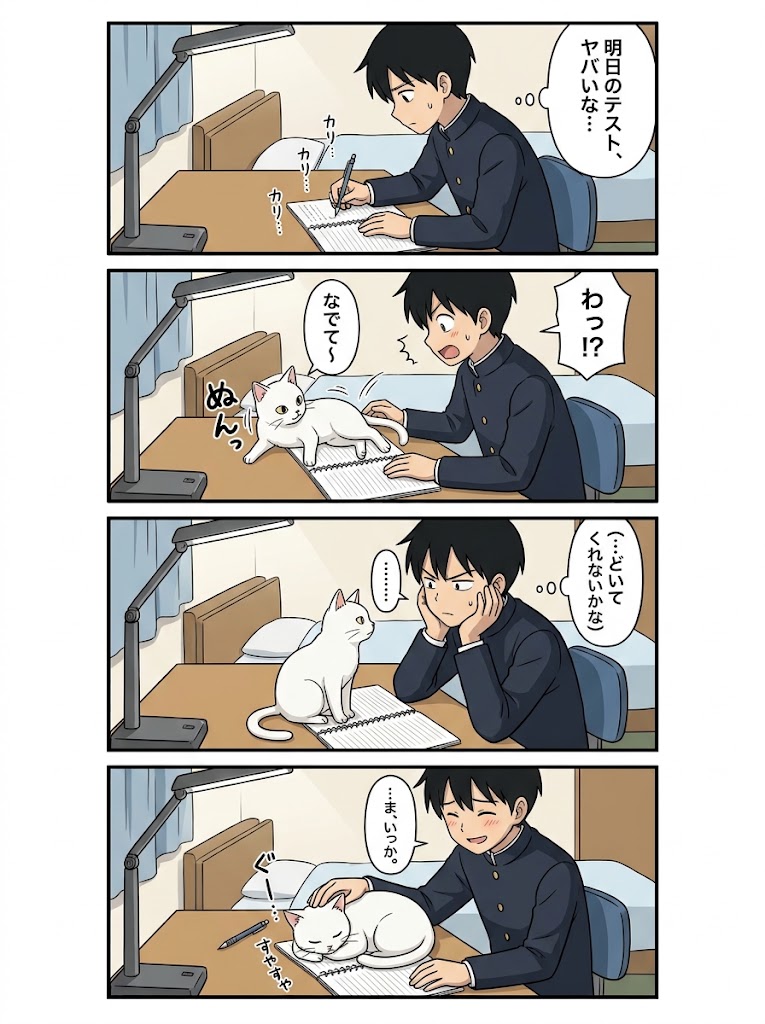 Comic / Storyboard - Four-Panel Study Cat Manga — output 1