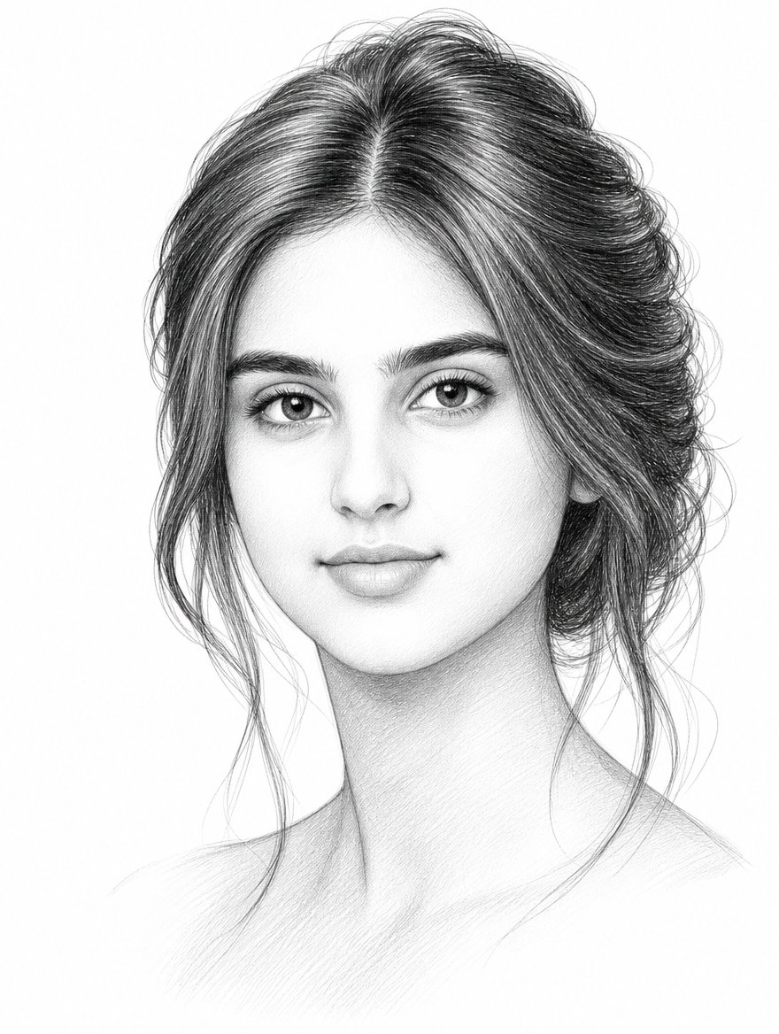 Profile / Avatar - Black and White Pencil Portrait — output 1