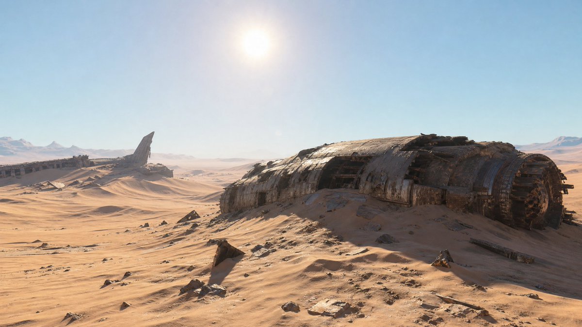 Comic / Storyboard - Crashed Spaceship Desert Wasteland — output 1