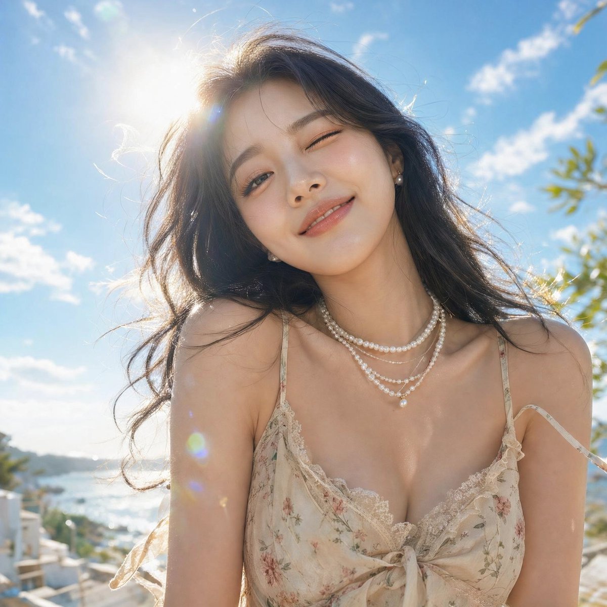 Profile / Avatar - Sunlit Seaside Winking Portrait — output 1