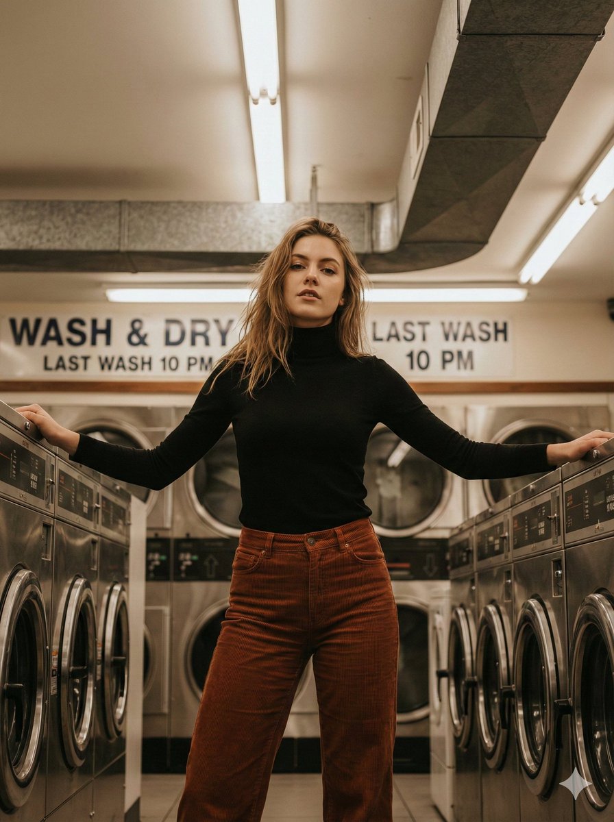 Product Marketing - Editorial Lifestyle Portrait in an Urban Laundromat — output 1