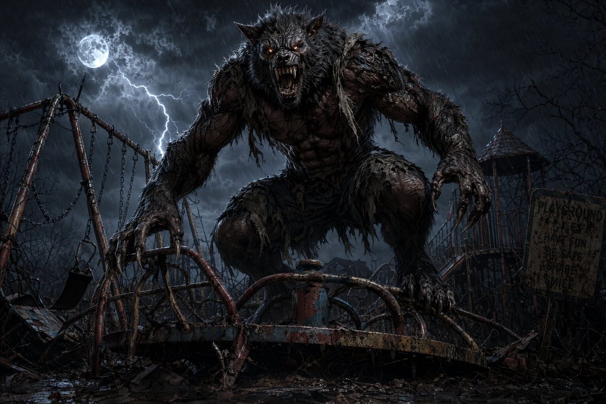 Social Media Post - Werewolf at Abandoned Playground