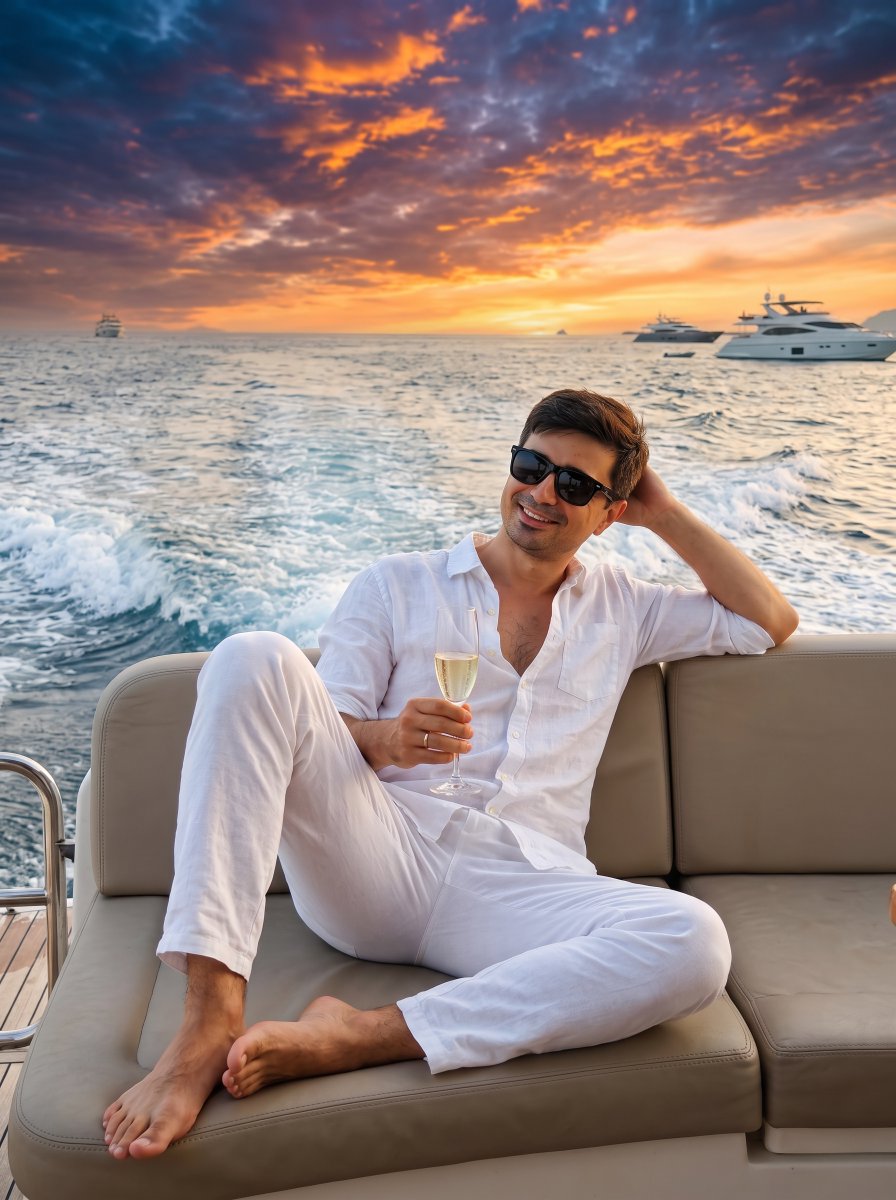Profile / Avatar - Ultra-Realistic Yacht Sunset Portrait — output 1