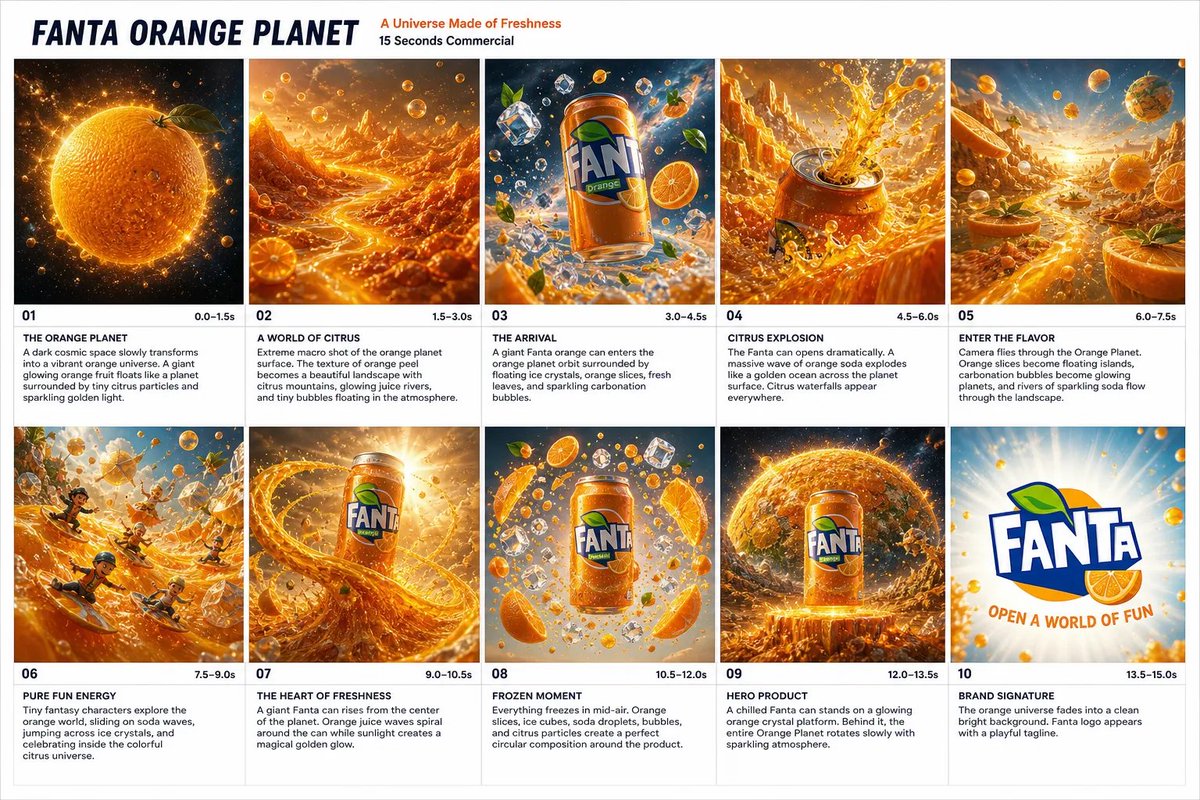 Comic / Storyboard - Fanta Orange Planet Storyboard — output 1