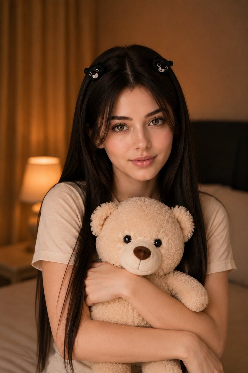 Profile / Avatar - Woman Holding Teddy Bear Portrait — output 1