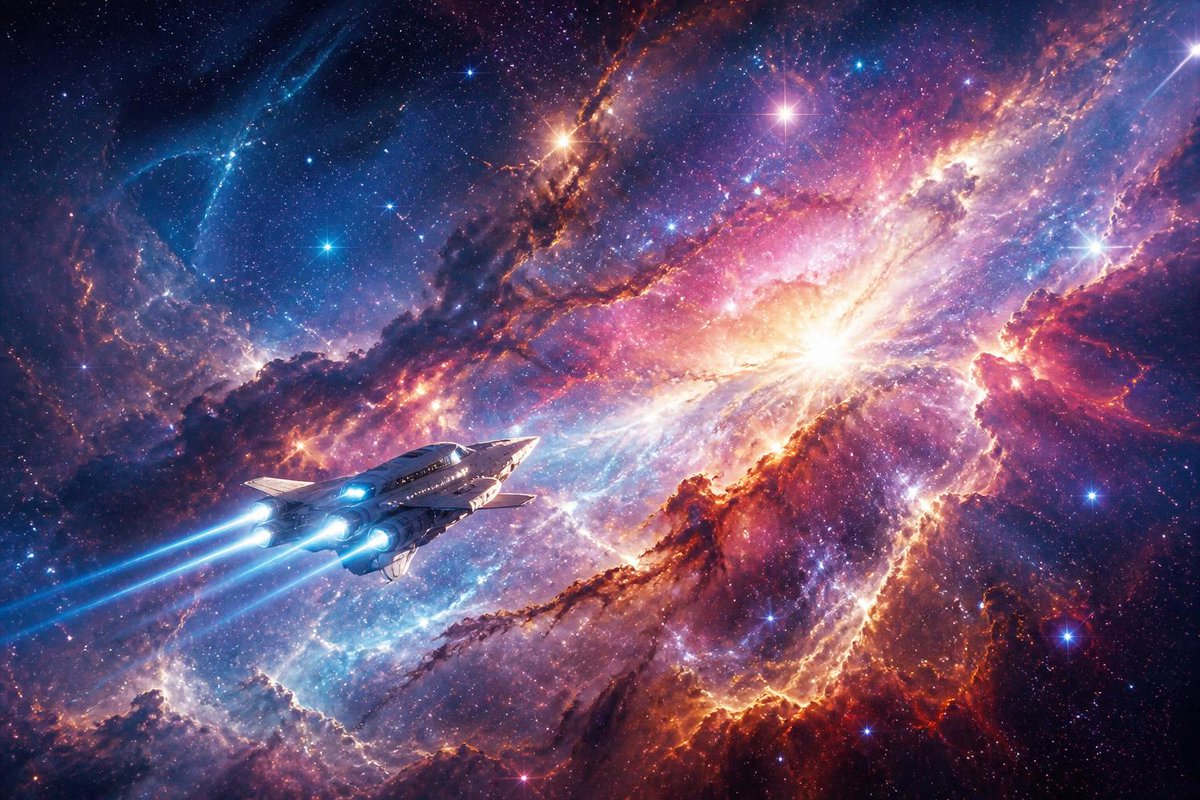 Game Asset - Space Exploration Ship in Nebula — output 1