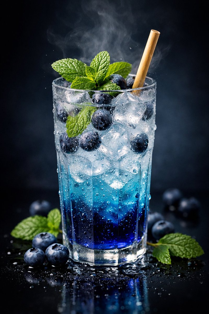 E-commerce Main Image - Premium Studio Shot of Blueberry Mint Iced Drink — output 1