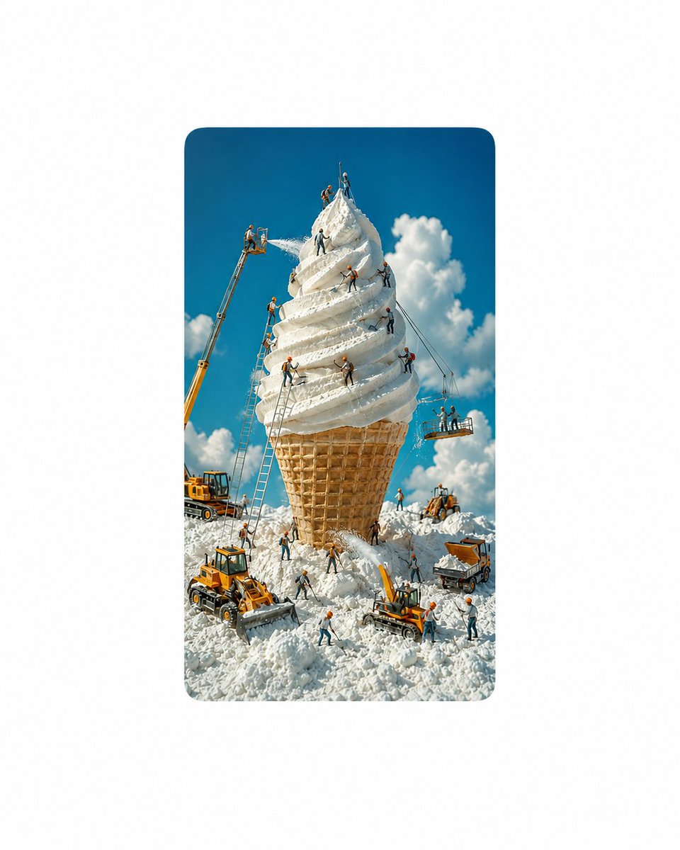 Social Media Post - Giant Ice Cream Construction Scene — output 1
