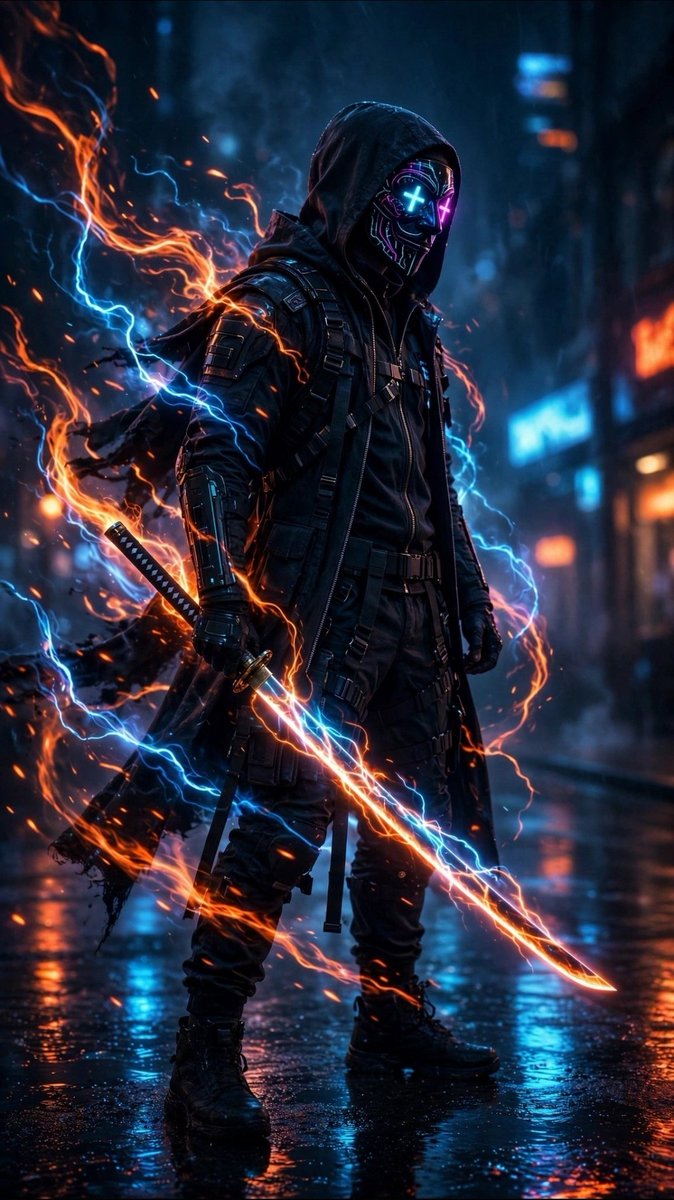 Profile / Avatar - Cyberpunk Neon Ninja Samurai — output 1