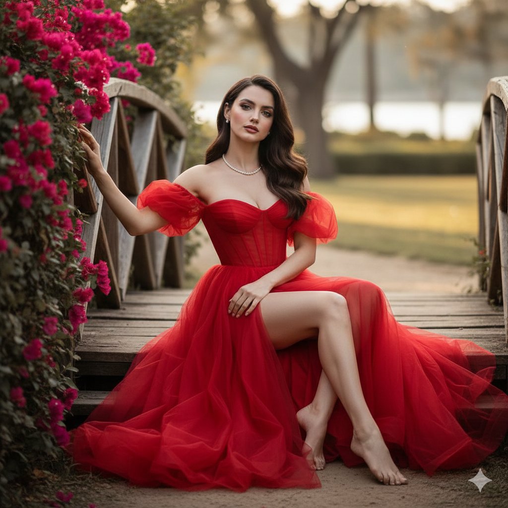 Cinematic Fine-Art Portrait of Ana de Armas in a Red Gala Dress — output 1