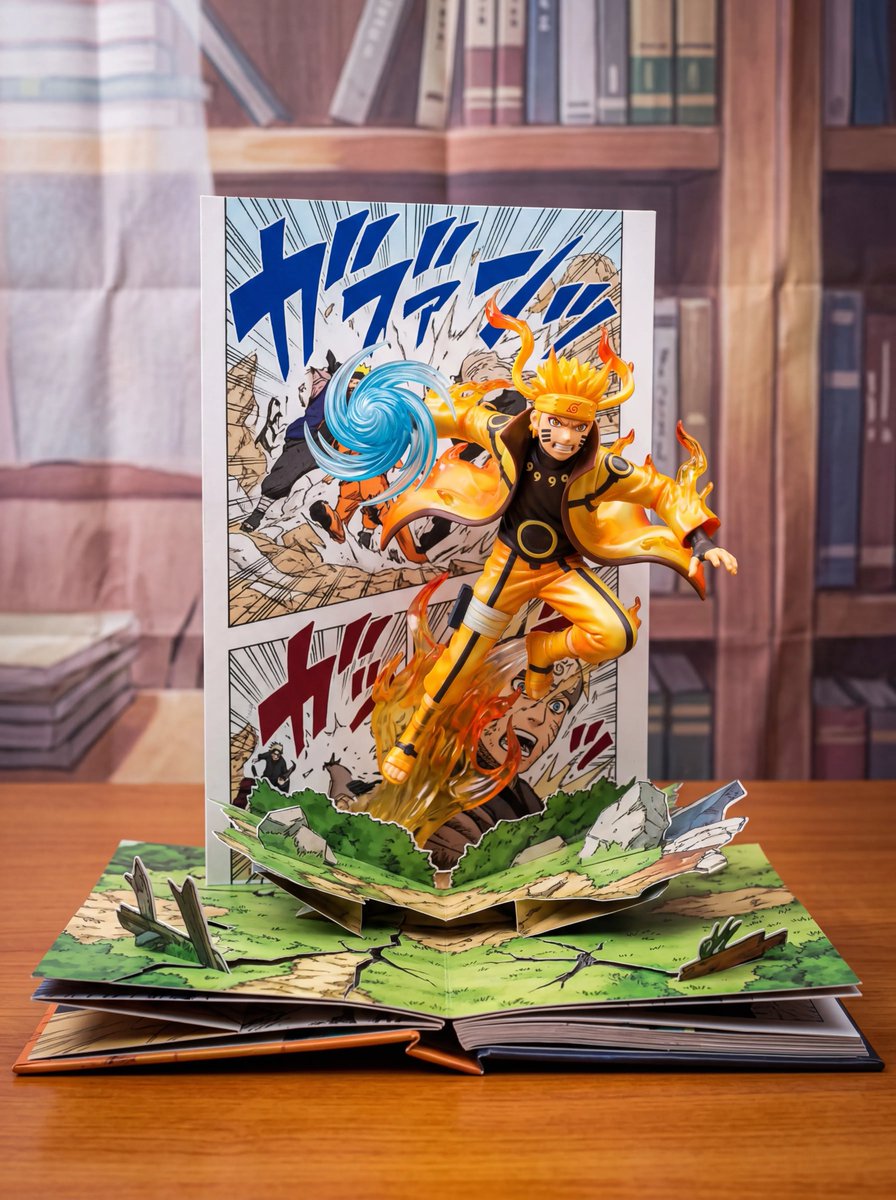 Comic / Storyboard - Uzumaki Naruto Pop-Up Book Prompt — output 1