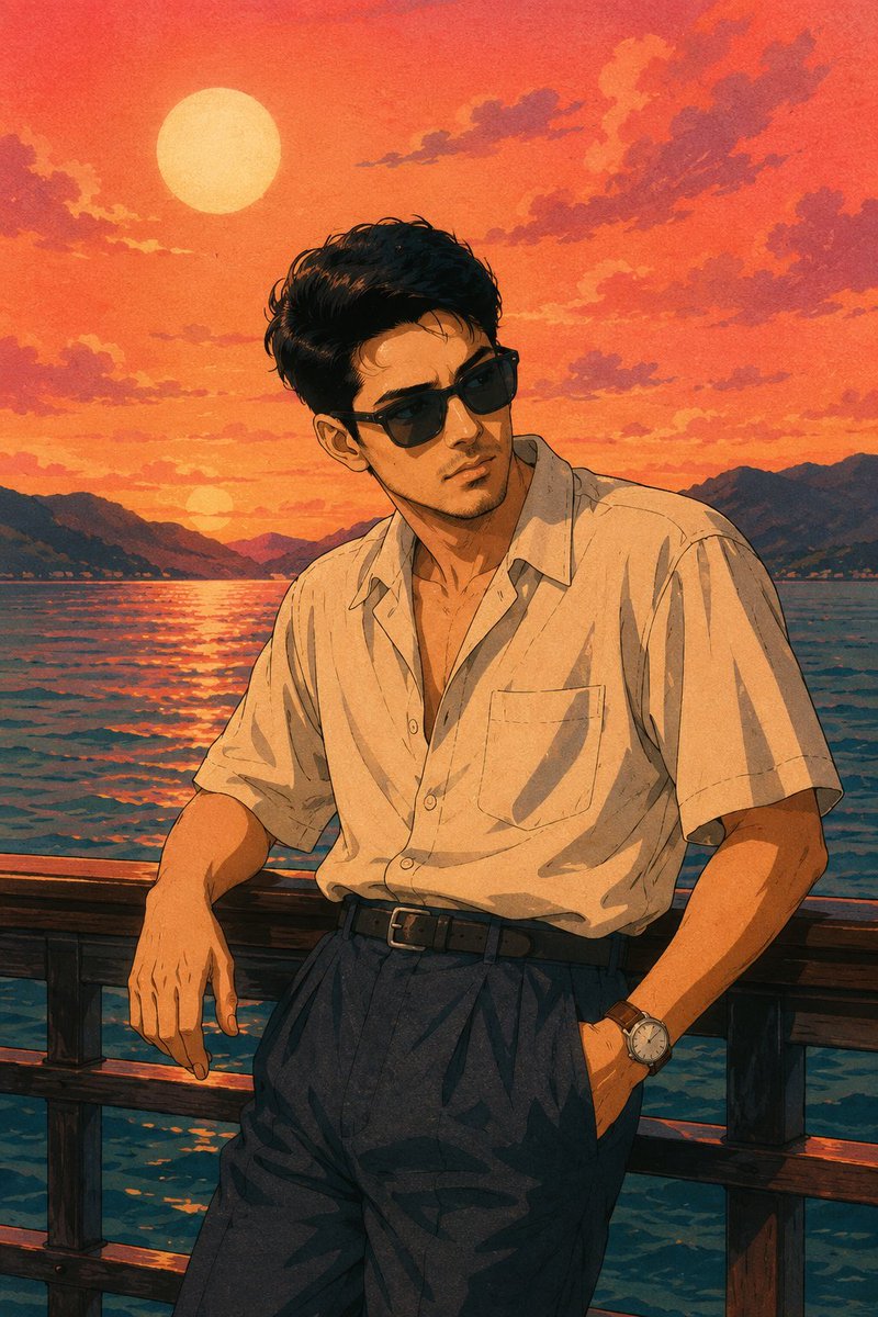 Social Media Post - Retro 80s City Pop Anime Illustration — output 1