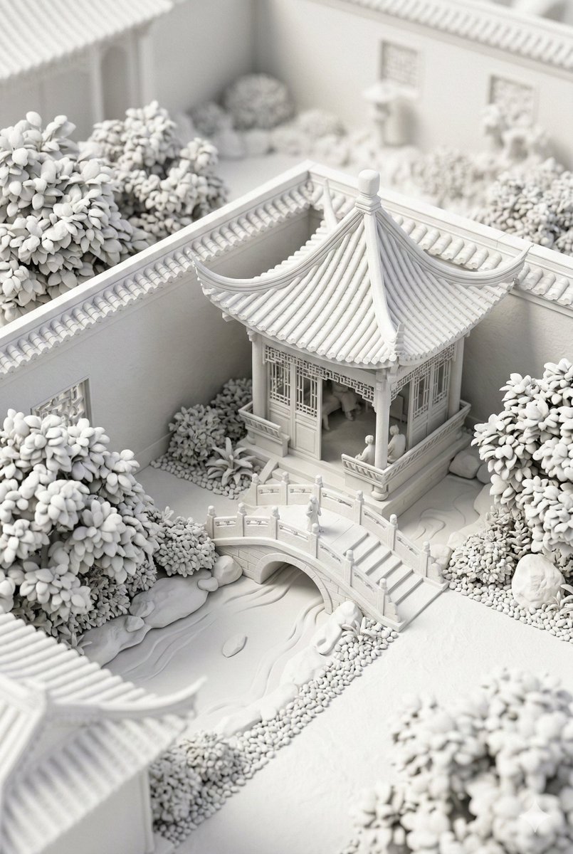 Game Asset - Chinese Garden Clay Render Prompt (Nano Banana 2) — output 1