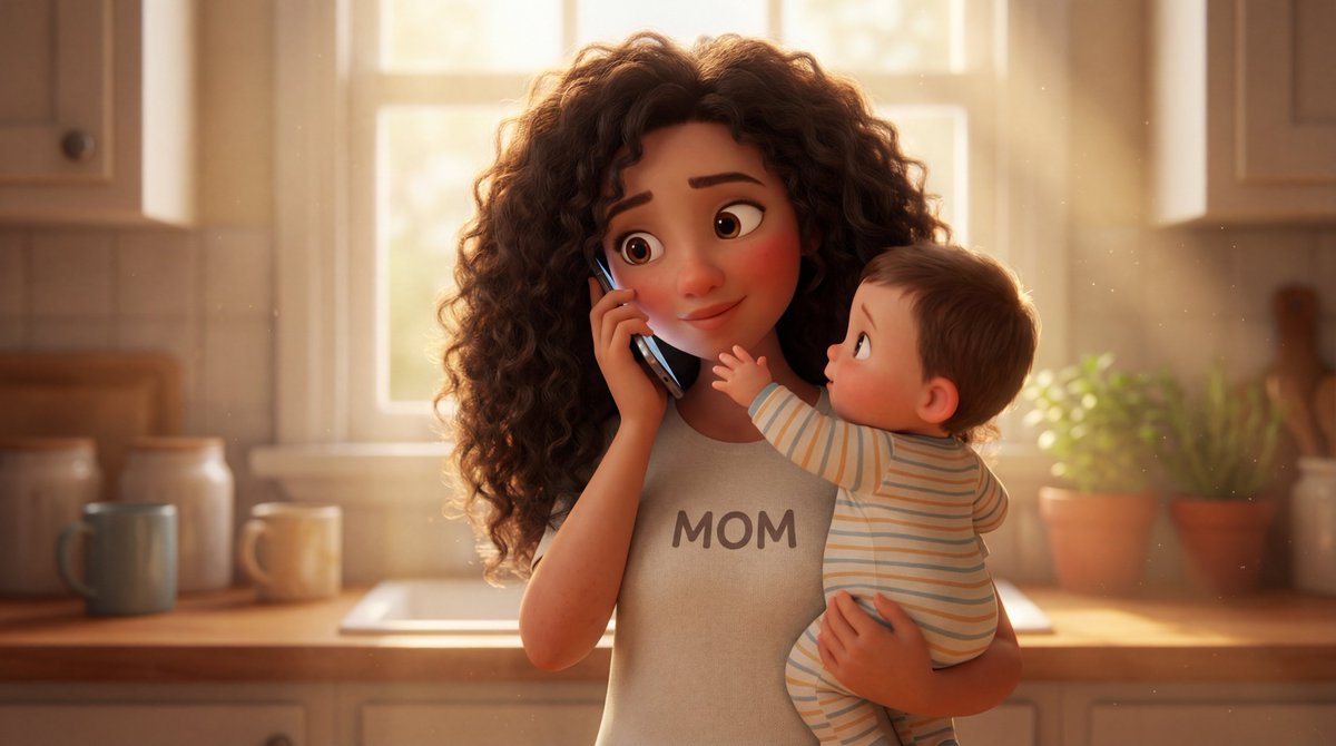 Comic / Storyboard - Stylized 3D Animated Mother Portrait — output 1