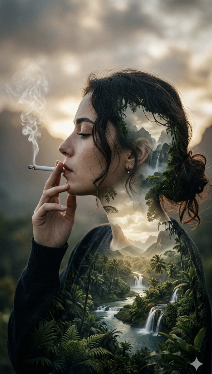 Social Media Post - Double Exposure Tropical Landscape Portrait — output 1