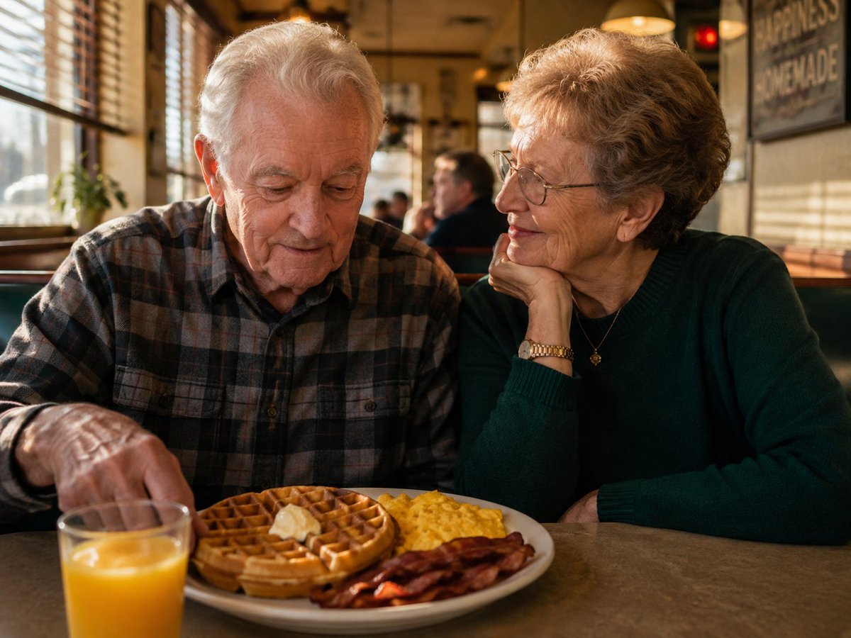 Social Media Post - Elderly Couple Diner Breakfast — output 1