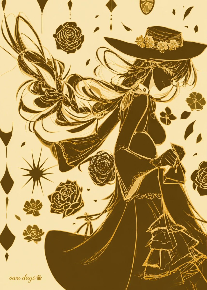 Comic / Storyboard - Gold Two-Tone Anime Witch Poster — output 1