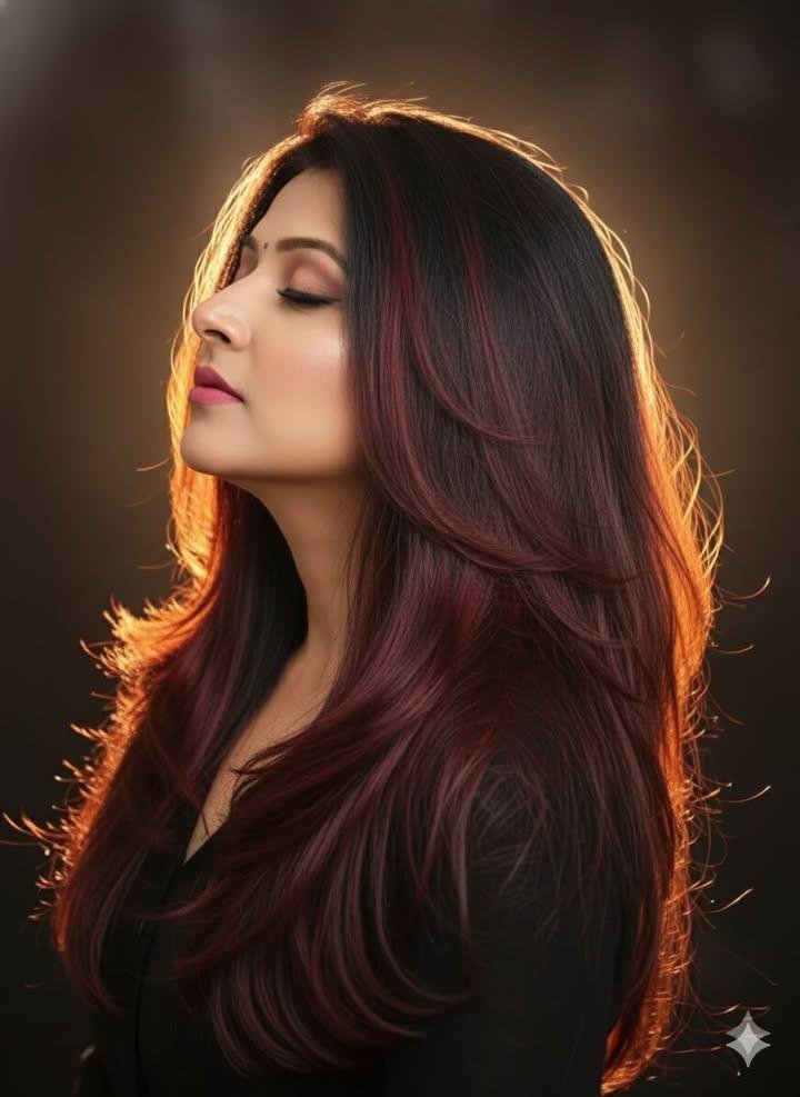 Profile / Avatar - Burgundy Hair Cinematic Studio Portrait — output 1
