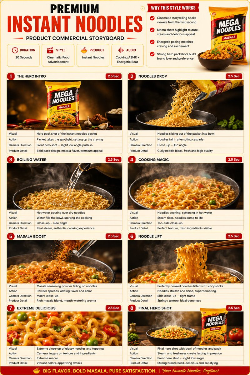 Comic / Storyboard - Premium Instant Noodles Ad Storyboard — output 1