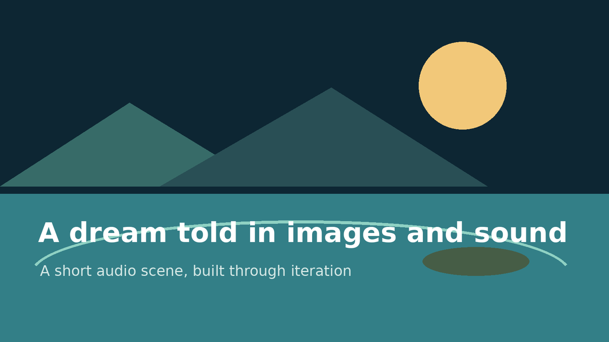 Comic / Storyboard - Streamside Dream Scene with Audio and Image Carousel — output 1