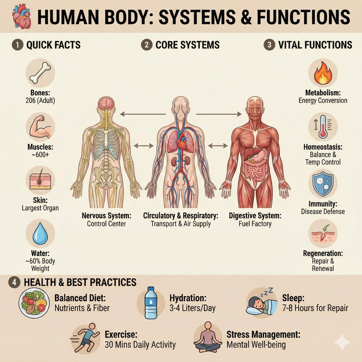 Infographic / Edu Visual - Ultra-Clean Anatomy Infographic Prompt โ output 1