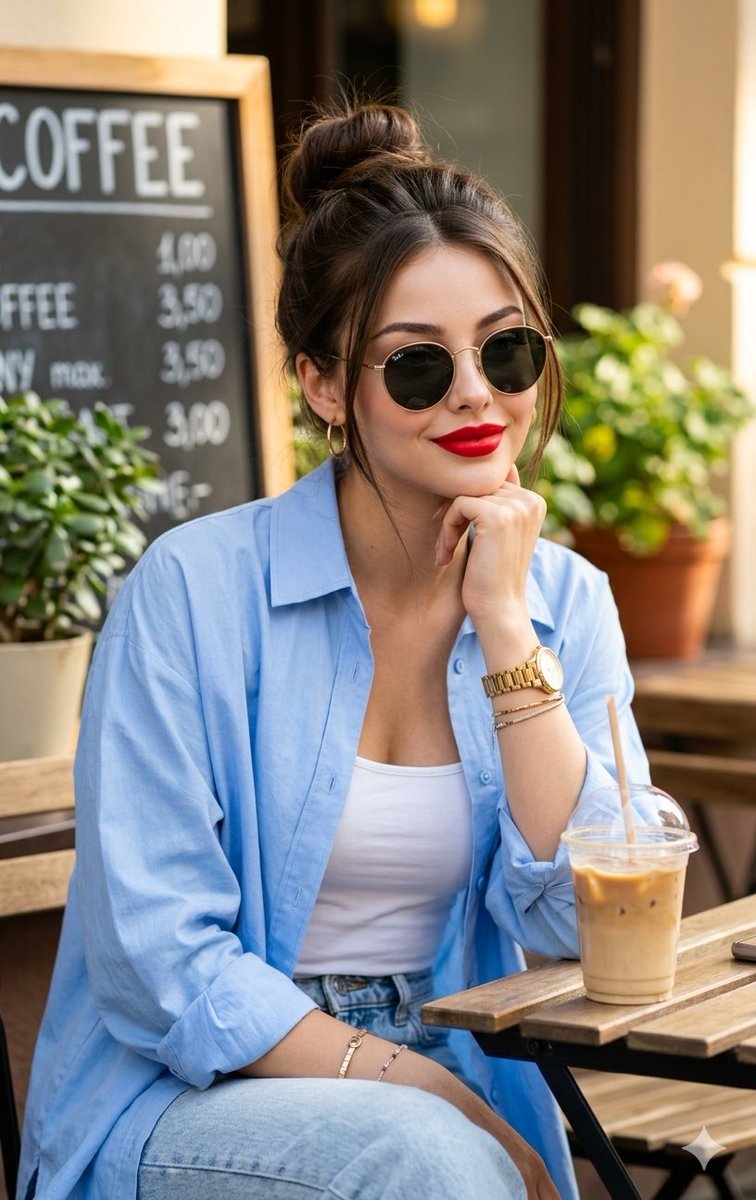 Product Marketing - Asian Woman at Outdoor Cafe — output 1
