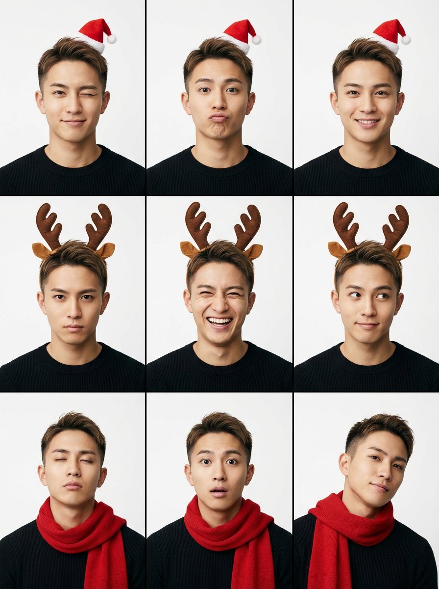 Profile / Avatar - 9-Grid Minimalist Christmas Portrait Prompt — output 1