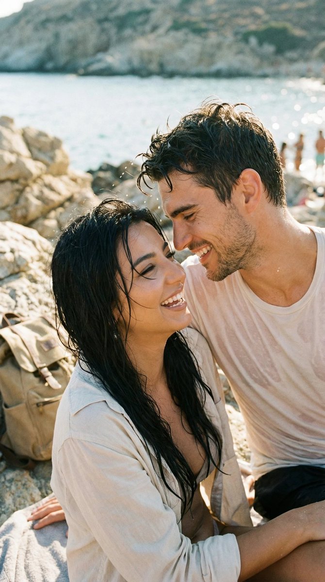 Social Media Post - Photorealistic Candid Travel Romance Film Still — output 1