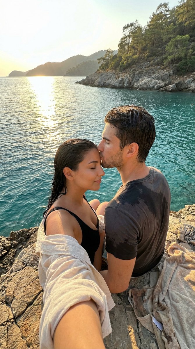 Social Media Post - Ultra-Photoreal Candid Romance Film Still in Muğla — output 1