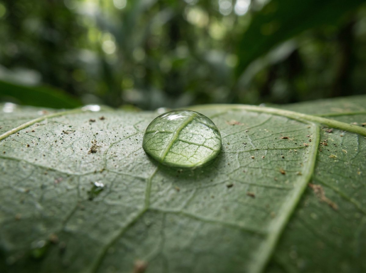 Infographic / Edu Visual - Scientific Macro Documentary Photography Prompt for Water Droplet on Leaf — output 1
