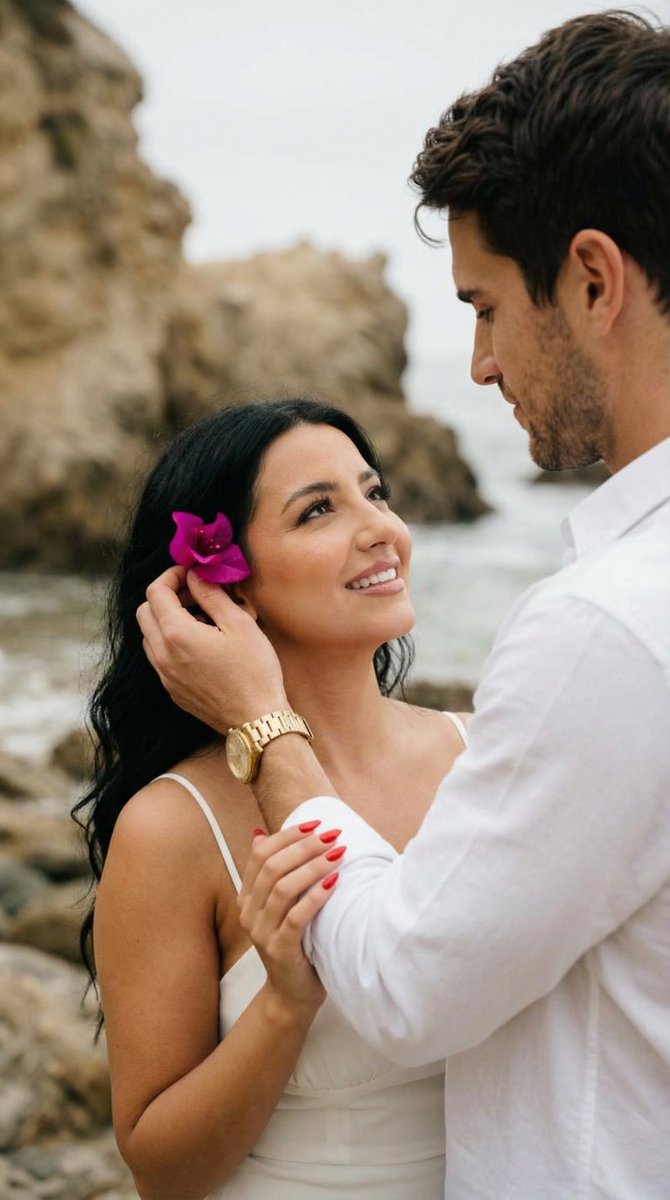 Social Media Post - Romantic Beach Couple Closeup with Identity Preservation — output 1