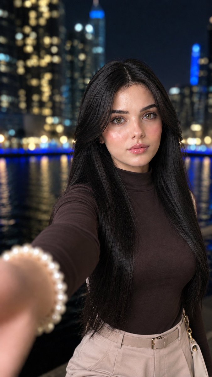 Profile / Avatar - Korean Girl Nighttime City Skyline Selfie — output 1